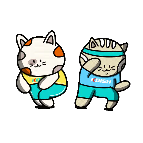 Animated sticker of both cats walking together in Koish kit
