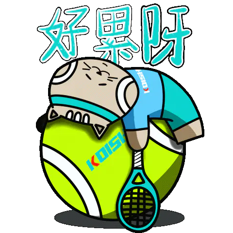 Animated sticker of a cat draped over a ball, captioned 好累呀, so tired